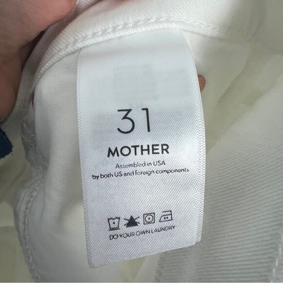 MOTHER | NEW The Cha Cha Fray in Glass Slipper White Flare Bell Jeans Neutral 31 - Picture 12 of 15